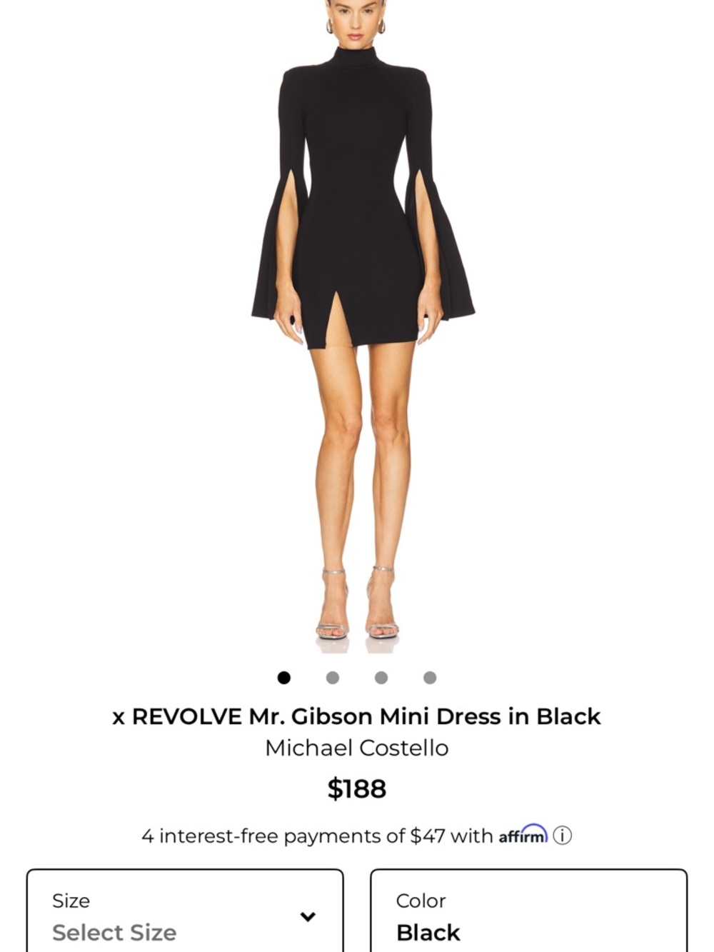Michael Costello Black Mr. Gibson High-Neck Mini Dress
